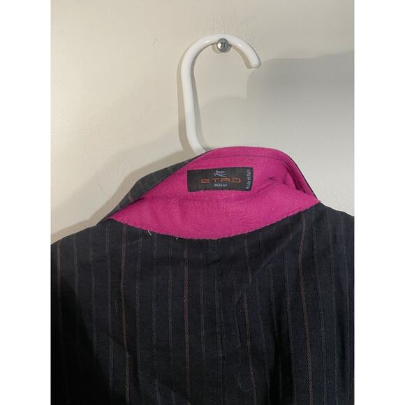 Etro Milano Men Blue Pinstripe Wool Blend Sport Coat Blazer Jacket US 44L EU 54L - Picture 7 of 16